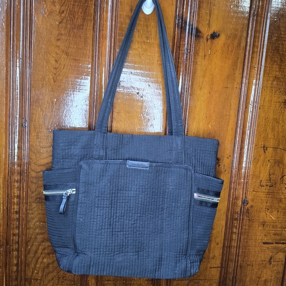 Vera Bradley Black Microfiber Tote - Picture 1 of 5